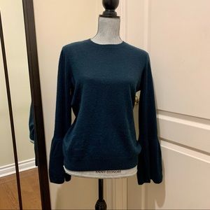 Autumn Cashmere bell sleeve sweater [lux, winter, teal color, jewel tone, retro]